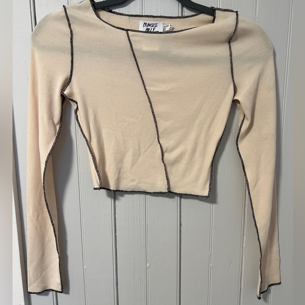 PRINCESS POLLY STARZIE LONG SLEEVE TOP- BEIGE